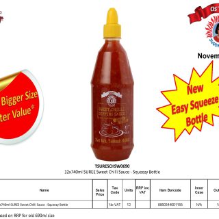 SUREE Sweet Chilli Sauce Now in Easy to Use Squeeze bottles